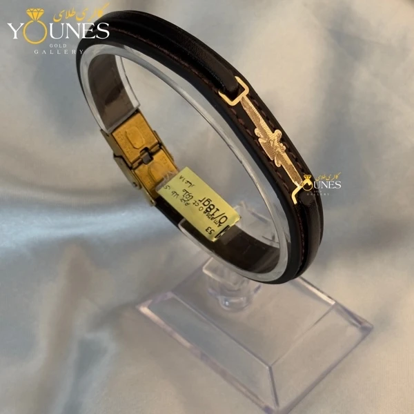 دستبند طلا فروهر چرم مردانه اهورا مزدا